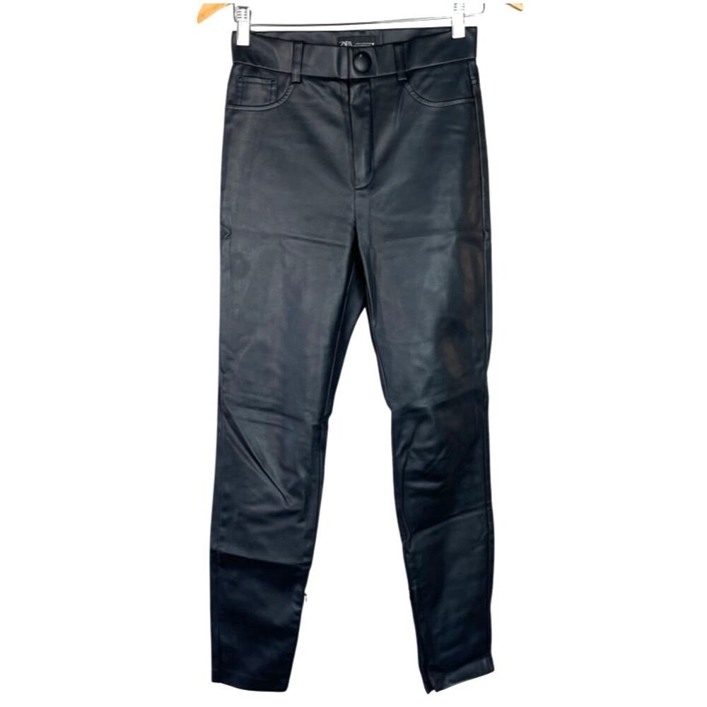 ZARA Faux Leather Skinny Pants Zipper Ankles